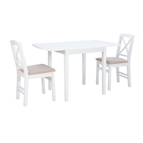 Linon Torino White Beige 3pc Drop Leaf Dining Set