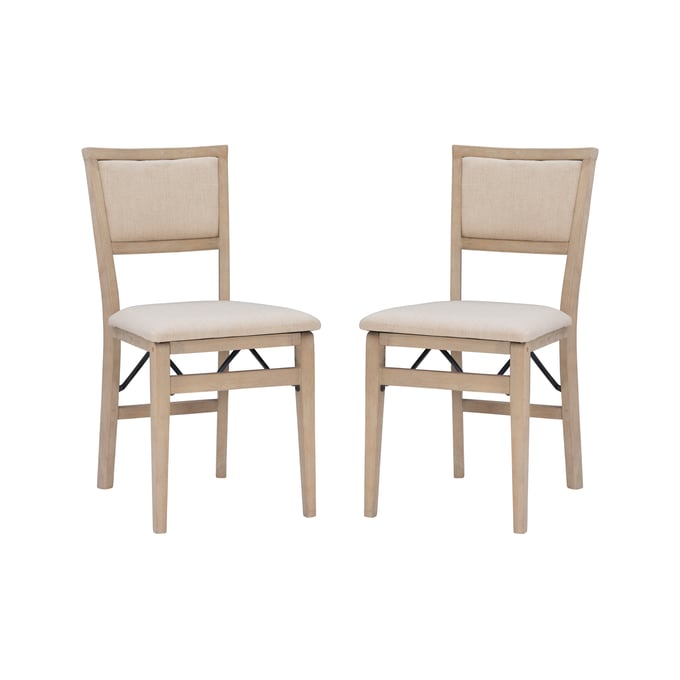 2 Linon Keira Greywash Pad Folding Chairs LN-FD31GWASH02ASU