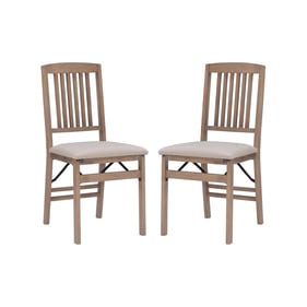 2 Linon Triena Greywash Mission Folding Chairs