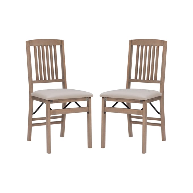 2 Linon Triena Greywash Mission Folding Chairs LN-FD32GWASH02ASU