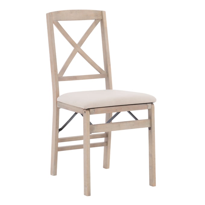 2 Linon Triena Greywash X Back Foldng Chairs LN-FD37GWASH02ASU