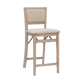 Linon Keira Greywash Beige Pad Back Folding Counter Stool