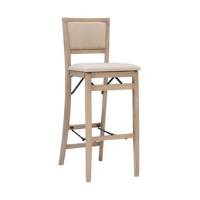 Linon Keira Greywash Beige Pad Back Folding Barstool