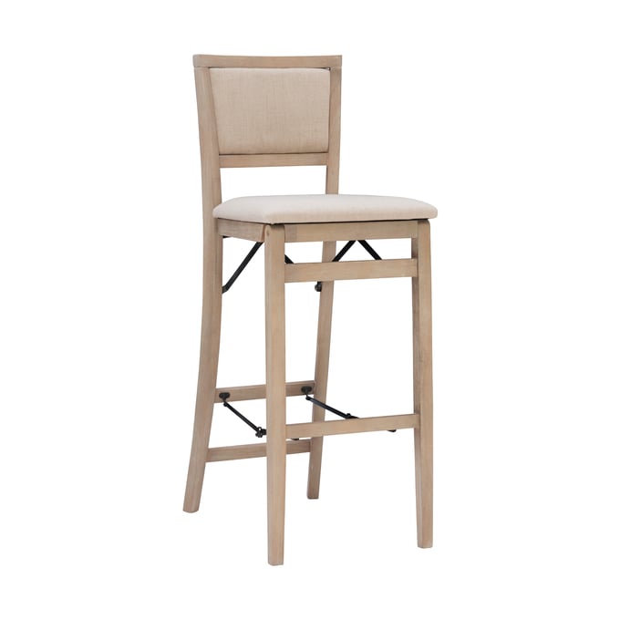 Linon Keira Greywash Beige Pad Back Folding Barstool LN-FD39GWASH01U