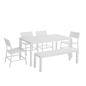 Linon Alora White Aluminum 6pc Dining Room Set