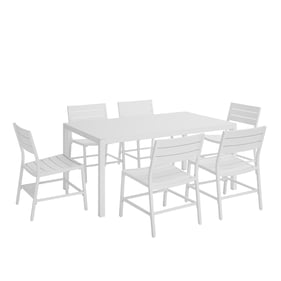 Linon Alora White Aluminum 7pc Dining Room Set