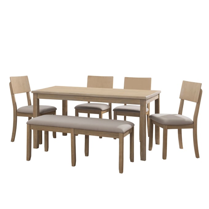 Linon Jorissen Grey Wash 6pc Dining Room Set LN-JN206GWSH6PC