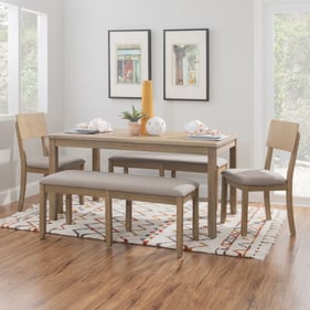 Linon Jorissen Grey Wash 5pc Dining Room Set With 2 Benches