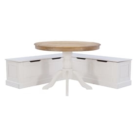 Linon Tobin White Backless Corner 2pc Nook Set