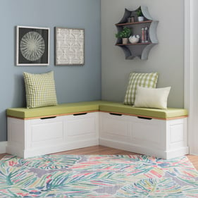 Linon Tobin White Apple Green Nook with Cushion