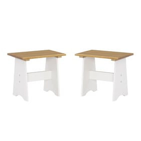 2 Linon Linson White Honey Small Backless Benches