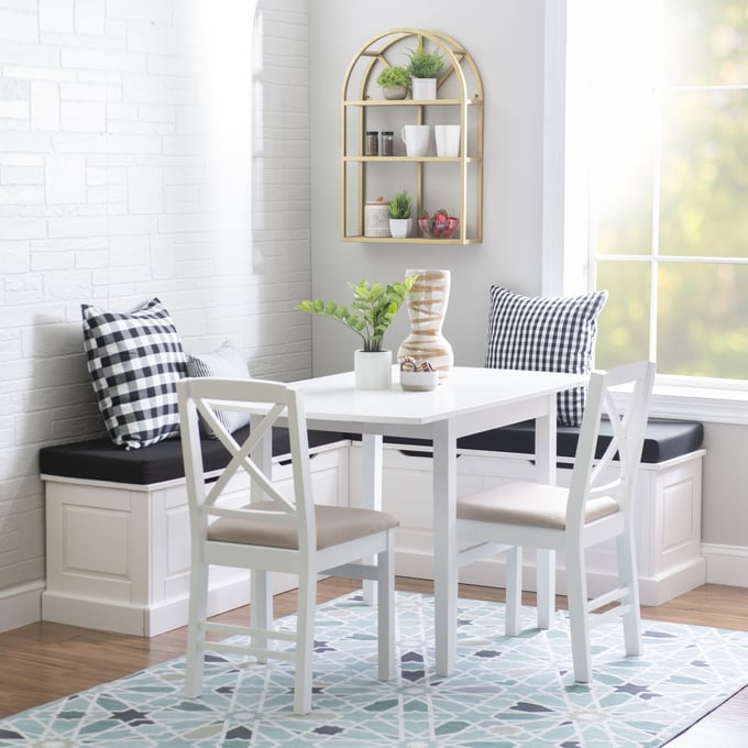 Linon Tobin Backless Two Tone Breakfast Nook Natural and White