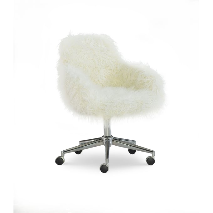 Linon Fiona Chrome Off White Office Chair LN-OC084WHT01U