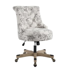 Linon Sinclair Grey Wash Floral Office Chair