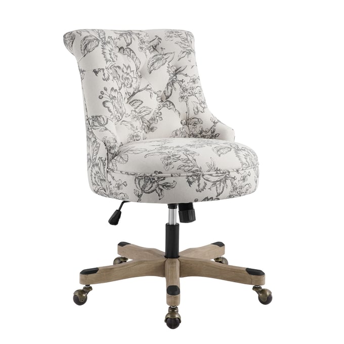 Linon Sinclair Grey Wash Floral Office Chair LN-OC106FL01