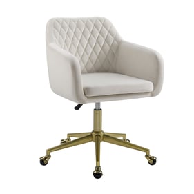 Linon Imogen Gold Off White Quilted Office Chair