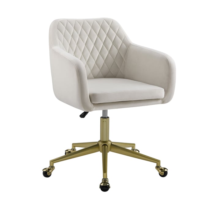 Linon Imogen Gold Off White Quilted Office Chair LN-OC116NATG01U