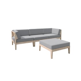 Linon Summerlyn Walnut Grey 4pc Outdoor Seating Set