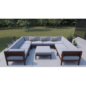 Linon Summerlyn Walnut Grey 9pc Outdoor Seating Set