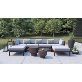 Linon Summerlyn Walnut Grey 6pc Outdoor Seating Set