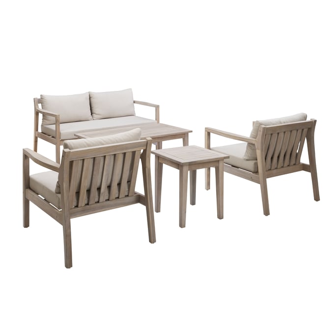 Linon Teagon Natural Beige 5pc Outdoor Seating Set LN-OD51BGESET