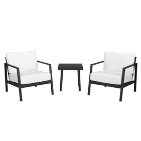 Linon Holland White Black Aluminum 3pc Outdoor Set