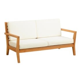 Linon Carenen Natural Antique White Outdoor 2 Seat Sofa with Cushions