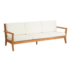 Linon Carenen Natural Antique White Outdoor 3 Seat Sofa with Cushions