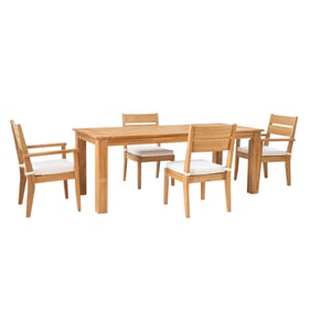 Linon Carenen Natural Beige 5pc Outdoor Teak Dining Set