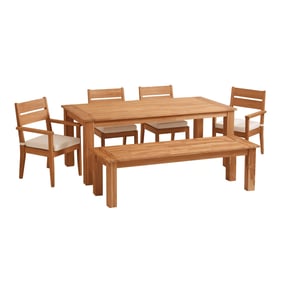 Linon Carenen Natural Beige 6pc Outdoor Teak Dining Set