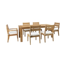 Linon Carenen Natural Beige 7pc Outdoor Teak Dining Set