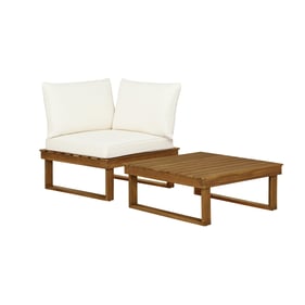 Linon Skypark Beige Outdoor Table and Corner Chair