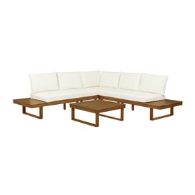 Linon Skypark Beige Outdoor 4pc Lovseat Corner Table Set