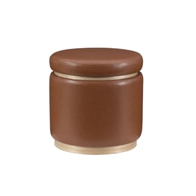 Linon Blanche Natural Caramel PU Storage Ottoman