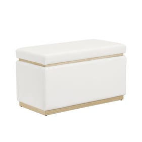 Linon Blanche White Rectangle Ottoman