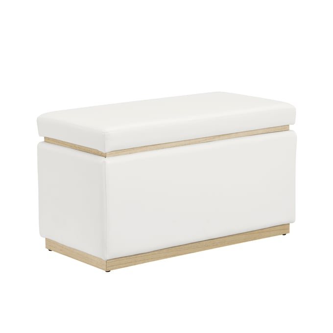 Linon Blanche White Rectangle Ottoman LN-ST014WHTPU01ASU