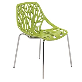 LeisureMod Asbury Green Dining Chair with Chromed Legs