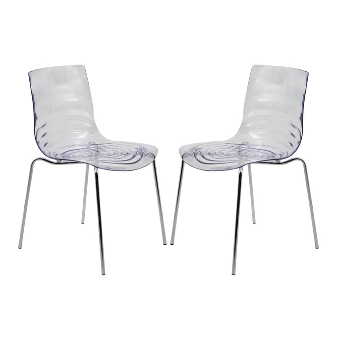 2 LeisureMod Astor Clear Plastic Dining Chairs LSM-AC20CL2