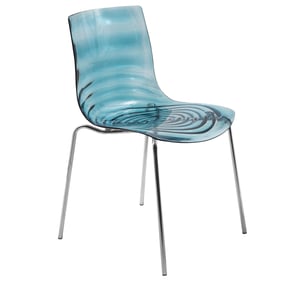 LeisureMod Astor Transparent Blue Dining Chair