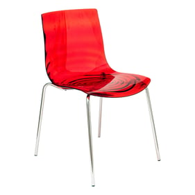 LeisureMod Astor Transparent Red Polycarbonate Dining Chair