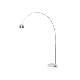 LeisureMod Arco Silver White Arched Floor Lamp