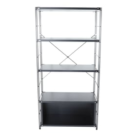 LeisureMod Brentwood Black Steel Frame Bookcase