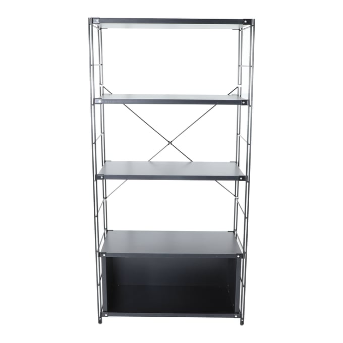 LeisureMod Brentwood Black Steel Frame Bookcase LSM-BBBL-65BL