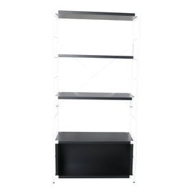 LeisureMod Brentwood Black White Steel Frame Bookcase