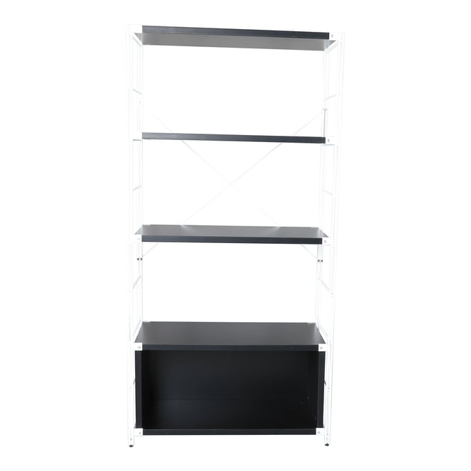 LeisureMod Brentwood Black White Steel Frame Bookcase LSM-BBW-65BL