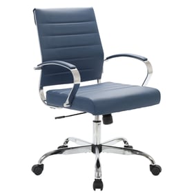 LeisureMod Benmar Navy Blue Leather Office Chair