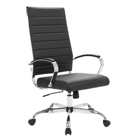 LeisureMod Benmar Black Leather High Back Office Chair