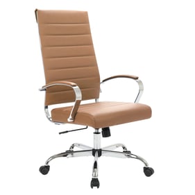 LeisureMod Benmar Brown High Back Leather Office Chair