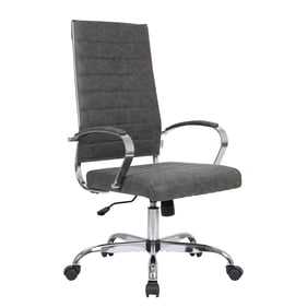 LeisureMod Benmar Charcoal High Back Leather Office Chair