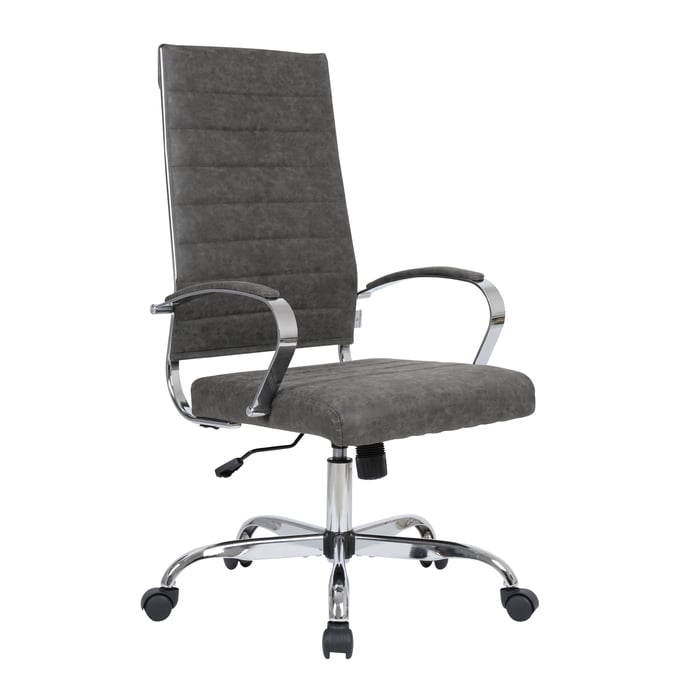 LeisureMod Benmar Charcoal High Back Leather Office Chair LSM-BOT19CHL